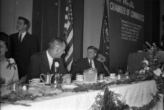 Image of President Kennedy and Vice President Johnson at Fort Worth breakfast