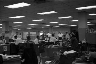 Image of the Dallas Times Herald newsroom on the night of November 22, 1963