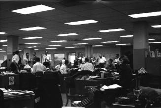 Image of the Dallas Times Herald newsroom on the night of November 22, 1963