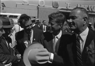Image of Senators John F. Kennedy and Lyndon B. Johnson at Love Field in Dallas