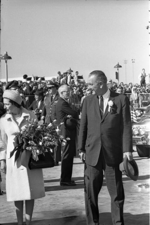 Image of Vice President Johnson and his wife Lady Bird at Love Field