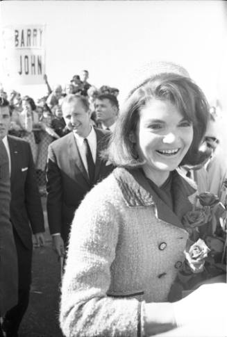 Image of Jacqueline Kennedy greeting crowd at Love Field