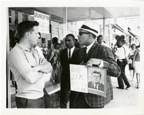 Photograph of Clarence Broadnax at Piccadilly Cafeteria civil rights protest