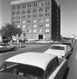 Image of the Texas School Book Depository taken from east side of Houston Street