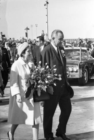 Image of Vice President and Mrs. Johnson at Love Field
