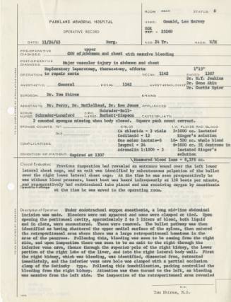 Typed Operative Record form for Lee Harvey Oswald