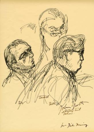 Courtroom sketch "At the Ruby Trial" by artist John Groth