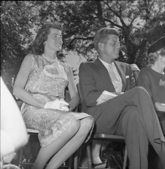 Image of Senator Kennedy and his sister Pat Lawford during a Texas campaign stop