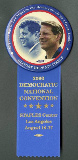Al Gore campaign pin from 2000 featuring a picture of John F. Kennedy