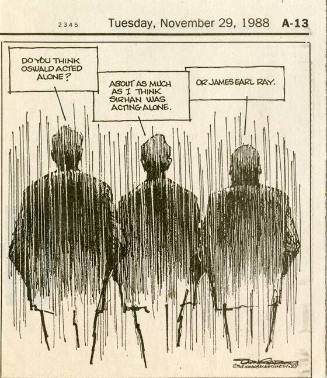 Clipping of a 1988 political cartoon from the Dallas Times Herald