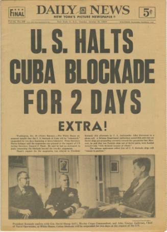 Daily News with headline about Cuban Missile Crisis, 10/30/1962