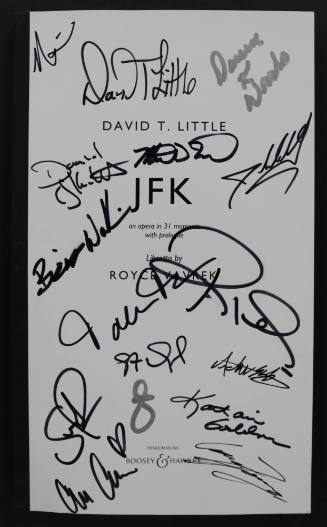 Autographed score for "JFK: an opera in 31 moments with prologue", 2016