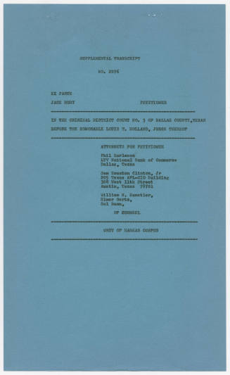 T34 Supplemental Transcript to a Writ of Habeas Corpus for Jack Ruby, 1966