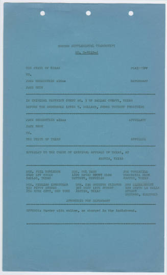 T37 The State of Texas vs. Jack Ruby: Second Supplemental Transcript for Appeal