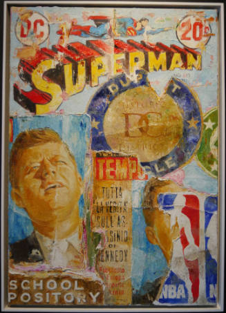 "Mauer IV, Element plus 34, SUPERMAN" oil on canvas painting by Jens Lorenzen