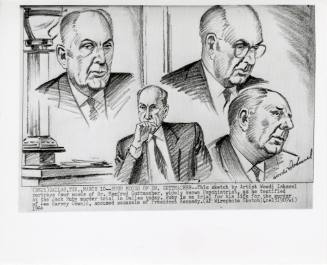 Photograph of courtroom sketch of Dr. Manfred Guttmacher during Jack Ruby trial
