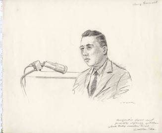 Courtroom sketch of Prospective Juror Jerry Braswell at Jack Ruby trial