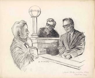 Courtroom sketch of prospective juror A.C. Phillips during Jack Ruby trial