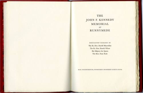 Dedicatory remarks for the John F. Kennedy Memorial at Runnymede, England