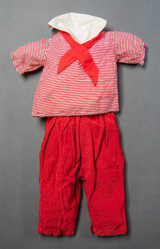 Red striped toddler outfit worn at Dallas Love Field on November 22, 1963