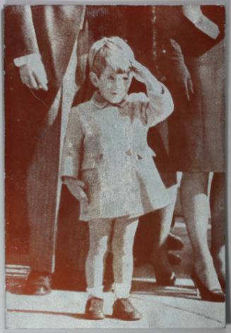 Photoengraving plate of John F. Kennedy, Jr. saluting his father's casket