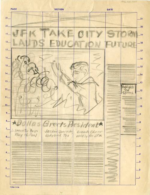 Dallas Times Herald front page mock-up from November 22, 1963