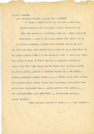 Typed notes about Abraham Zapruder by Dallas Times Herald reporter Darwin Payne