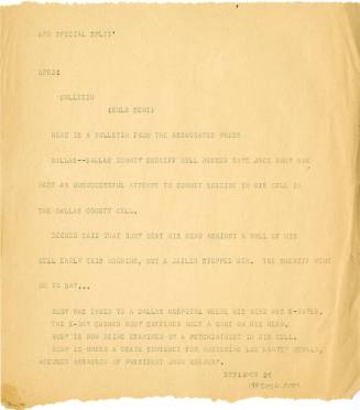 T26 Associated Press wire copy story about Jack Ruby's attempted suicide