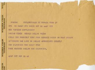 Telegram sent to Vivian Castleberry