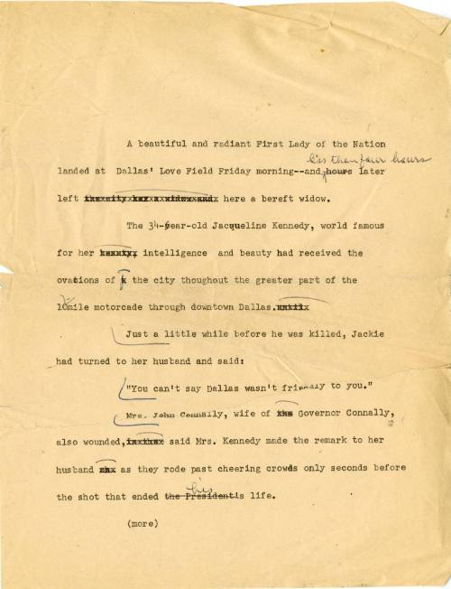 Typed draft of a newspaper article by Vivian Castleberry