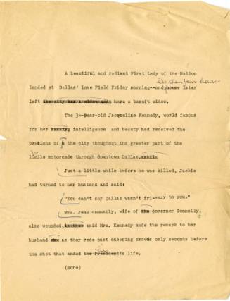 Typed draft of a newspaper article by Vivian Castleberry