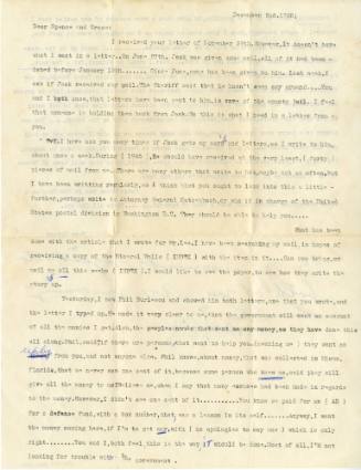 Letter and envelope from Eva Grant to Grace Bevers dated December 2, 1965