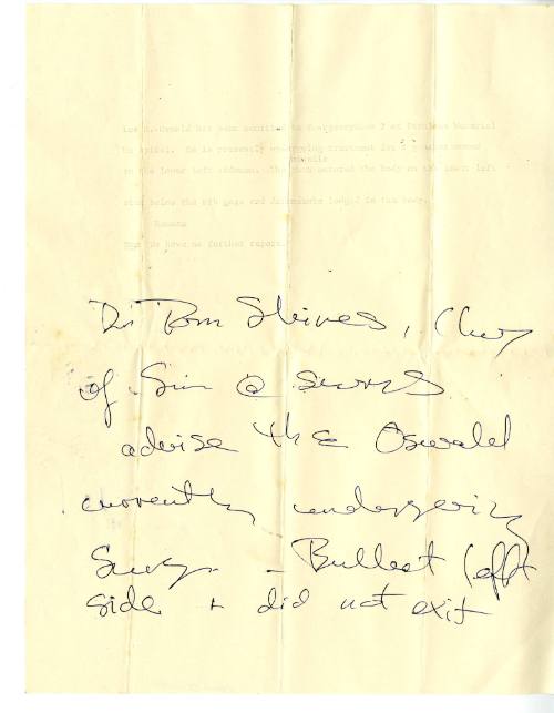 Parkland press statement regarding Oswald's treatment with handwritten notes
