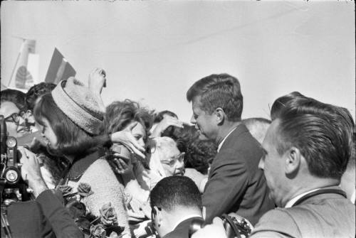 Image of crowds greeting the Kennedys at Love Field