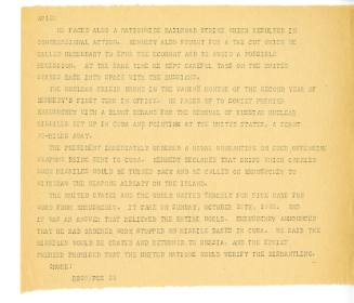 Texas AP wire copy tear sheet from KNER-FM about Kennedy's presidency