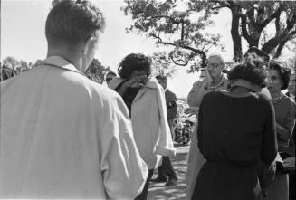 Image of crowd outside Parkland Hospital on November 22, 1963