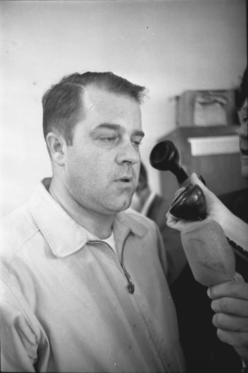Image of an assassination eyewitness at the Dallas County Sheriff's office