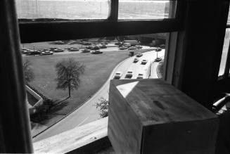 Image of the view of Dealey Plaza from the recreated sniper's perch