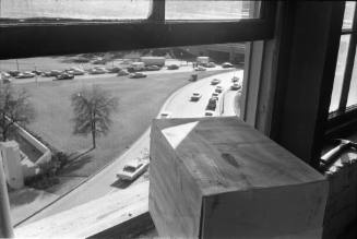 Image of the view of Dealey Plaza from the recreated sniper's perch