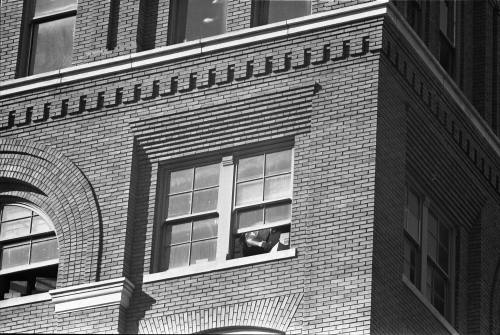 Image of Dallas Police Detective Robert L. Studebaker in sniper's perch