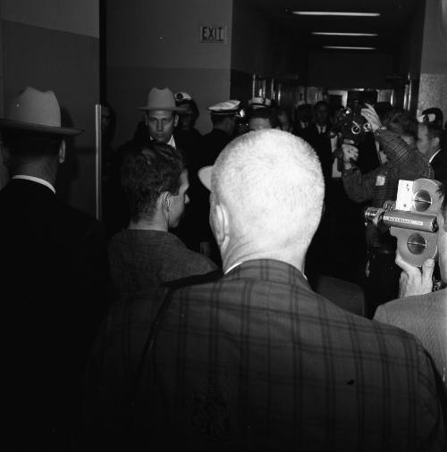 Image of Lee Harvey Oswald at Dallas Police headquarters on November 22, 1963