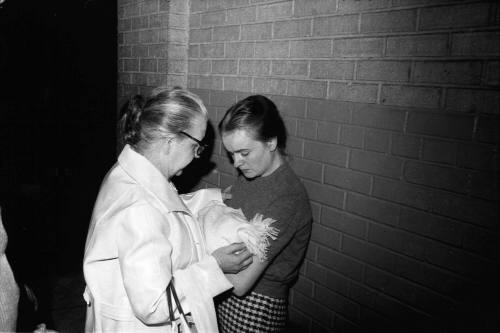 Image of Marina, Rachel, and Marguerite Oswald at Dallas Police Headquarters