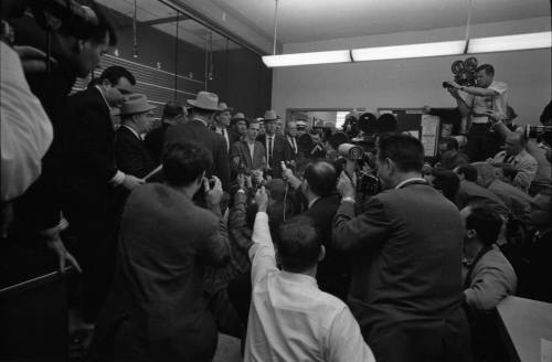 Image of Lee Harvey Oswald during the midnight press showing