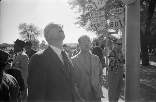 Image of a crowd on Elm Street outside the Texas School Book Depository