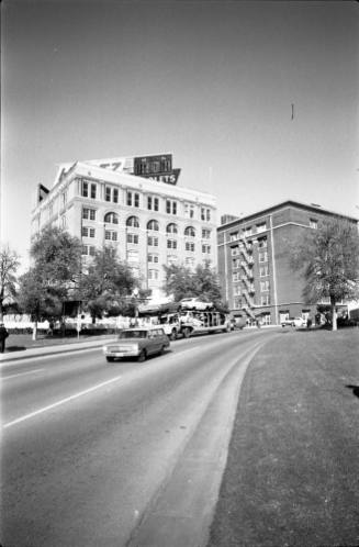 Image of the Texas School Book Depository viewed from Dealey Plaza