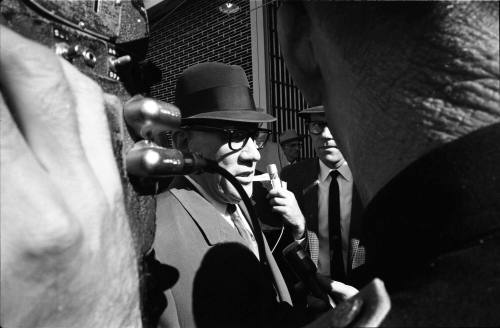 Image of Dallas Sheriff Bill Decker awaiting the arrival of Lee Harvey Oswald