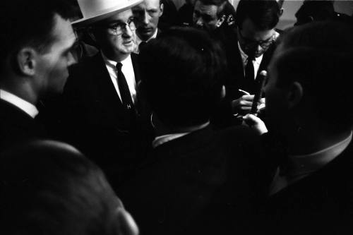 Image of Tom Howard speaking to reporters at the Dallas Police Department