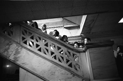 Image of crowds lining up to enter the courtroom for the Jack Ruby trial