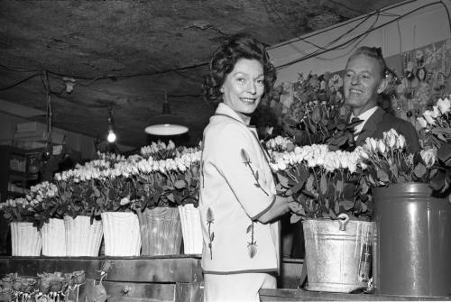 Image of Dallas florists with roses to be used to decorate the Dallas Trade Mart