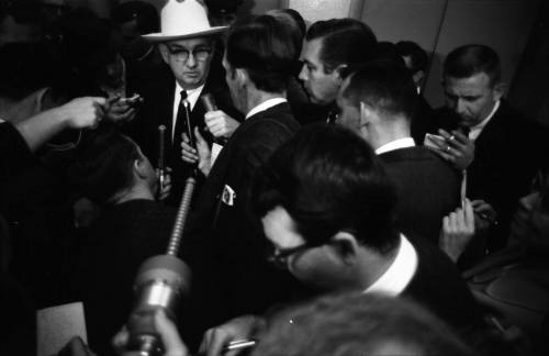 Image of Tom Howard speaking to reporters at the Dallas Police Department